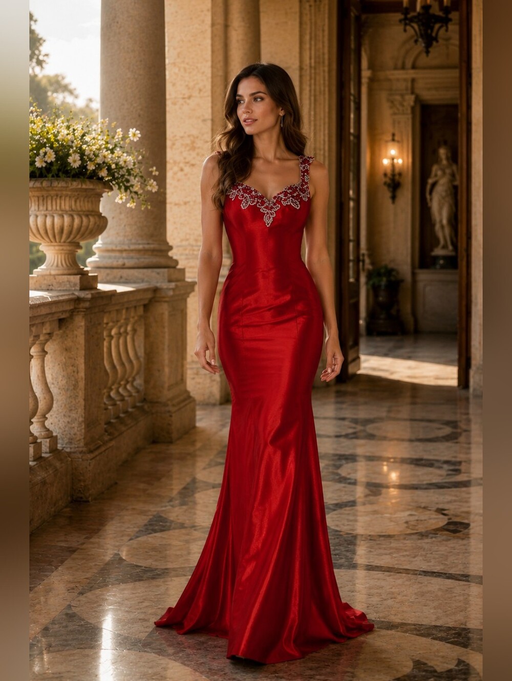 Red Fitted Mermaid Gown
